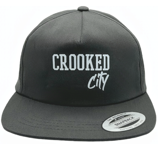 Crooked City 5 Panel Charcoal Snapback